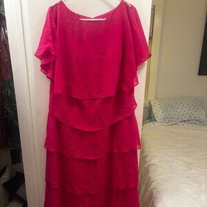 NWT Unbranded Fuchsia Maxi Ruffled/Tiered Dress Size 38" Chest Size M/L